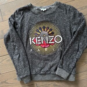 Kenzo Charcoal Sweatshirt with Multicolor Embroidered Sunburst Logo